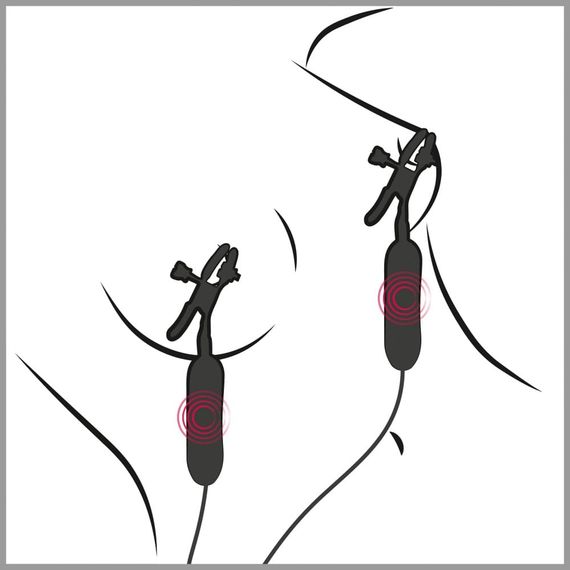 Зажимы для сосков с вибрацией Fetish Fantasy Vibrating Nipple Clamps Черные One Size | Зображення 1