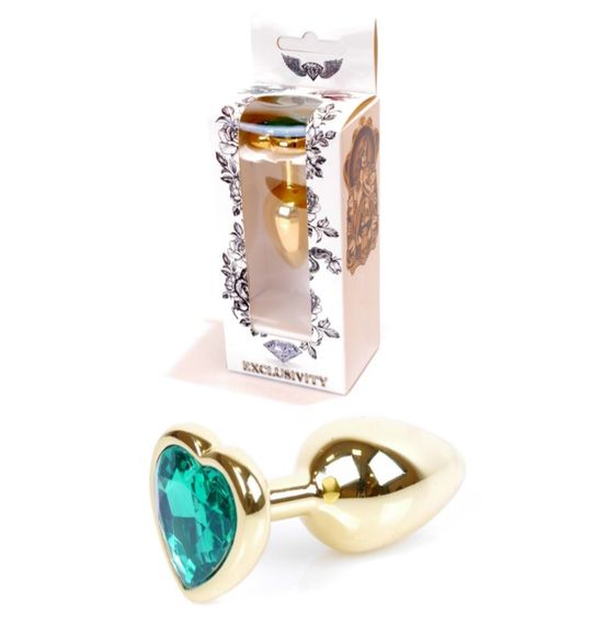 Анальна пробка - Jewellery Gold Heart PLUG- Green Sex Aura