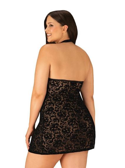 Сорочка с трусиками Obsessive Softily chemise 2XL/3XL Черный sexstyle | Зображення 1