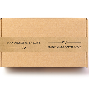 Скотч этикетка крафт "Handmade 03"​​​, 50х294 мм (100 шт/рулон) с принтом, самоклеющаяся Viskom