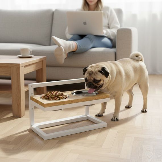 Миски на подставке с регулировкой высоты Hollky Flex S FS-422523-WHNT | Зображення 1