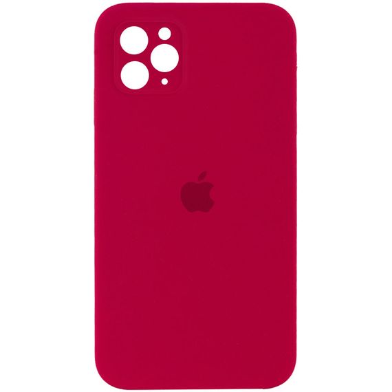 Чехол Silicone Case Square Full Camera Protective (AA) для Apple iPhone 11 Pro Max (6.5") Красный / Rose Red