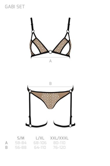 Еротичний комплект спідньої білизни Passion GABI SET L/XL beige, трусики з гартерами | Зображення 6