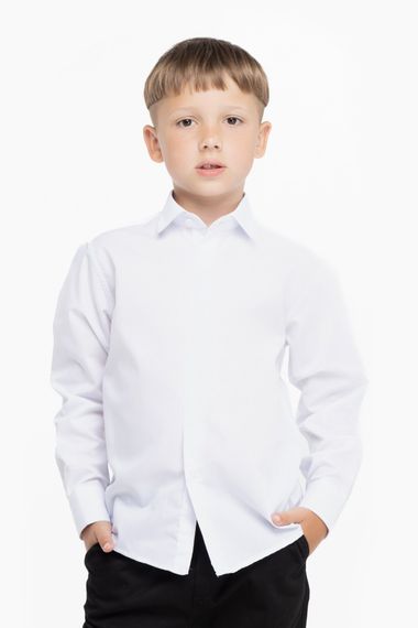 Сорочка однотонна для хлопчика Pitiki 1225 134 см Білий (2000989799993D)(SC) shop (2000989799993) | Зображення 1