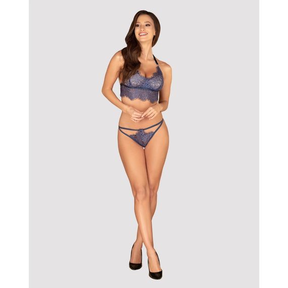 Комплект білизни Obsessive FLOWLACE з квітковим мереживом, синій, L/XL Sex Aura | Зображення 2