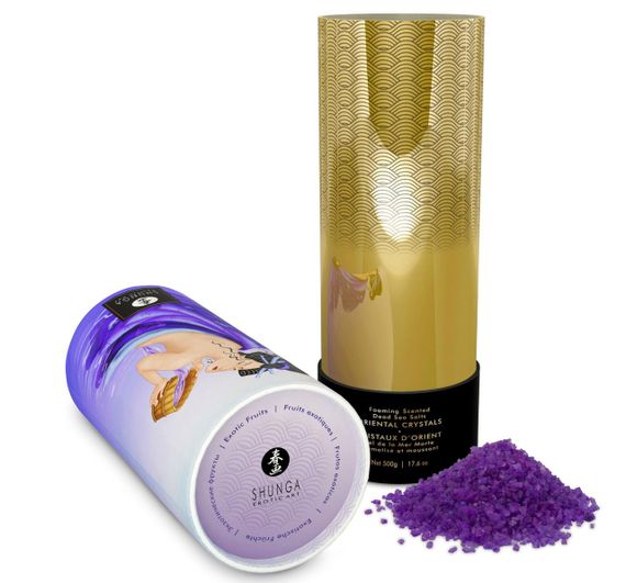 Пенящаяся соль для ванны Shunga Dead Sea salt Oriental Crystals — Exotic Fruits (500 г), соль Мертво | Зображення 3