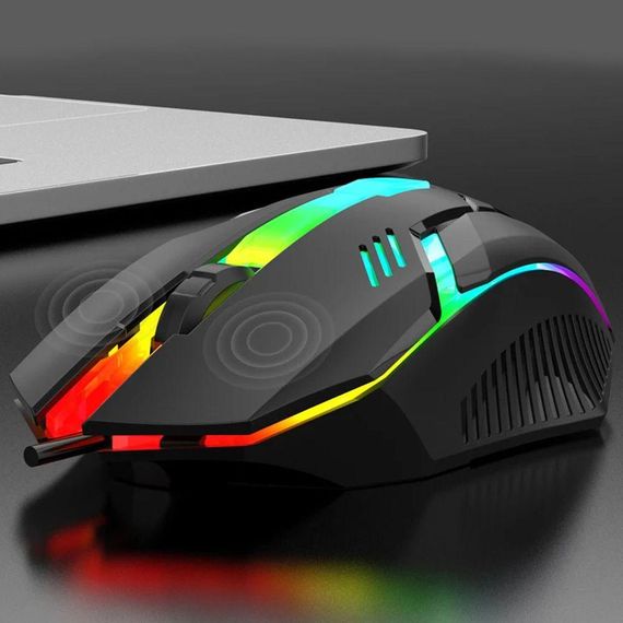 Игровой набор клавиатура и мышка с RGB подсветкой, от USB, KEYBOARD KM-5003 / Проводная клавиатура для | Зображення 5