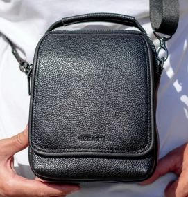 Сумка чоловіча через плече шкіряна чорна барсетка з ручкою (TD-22011)