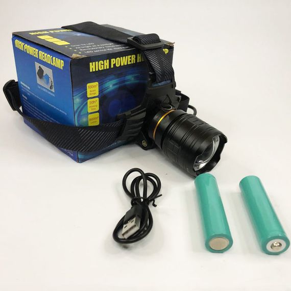 Ліхтар налобний потужний Bailong BL-8075-2-GT100, 3 режими, Zoom, алюміній, акумулятор 2*18650, USB кабель | Зображення 5