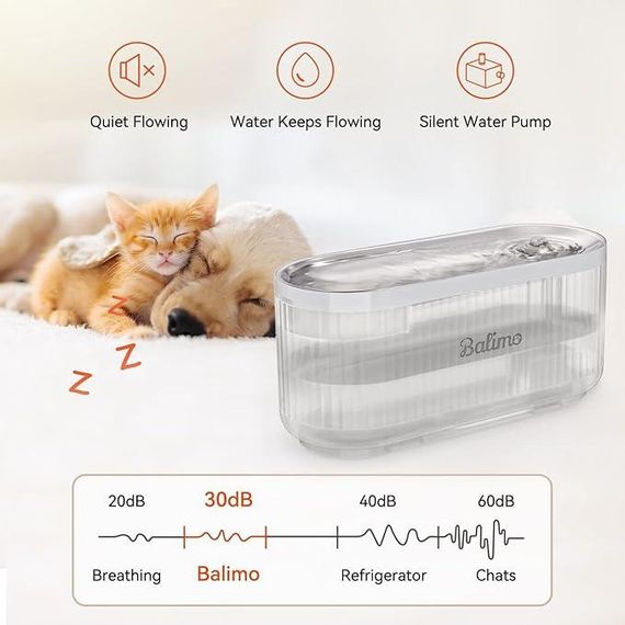 Питний фонтанчик Balimo MEA 3 л для кішок, надтихий автоматичний фонтанчик для котів, розділення води та | Зображення 1