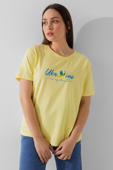 Футболка жіноча патріотична On me 2310 L Жовтий (2000990413857)