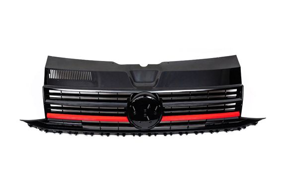 Передні решітку з червоною смужкою (під емблему) для Volkswagen T6 2015-2024, рр | Зображення 2