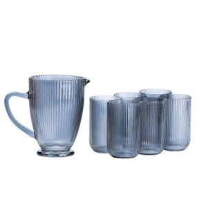 Набор стеклянный кувшин и 6 стаканов янтарный HP542