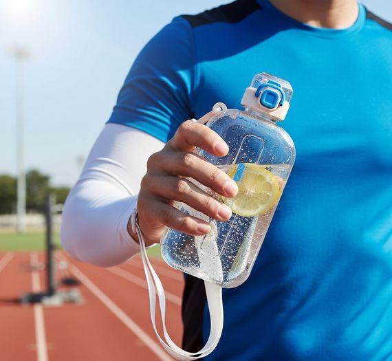 Спортивна пляшка для води SPORT (750 мл) — BPA-free пластик, бежево-синя | Зображення 6