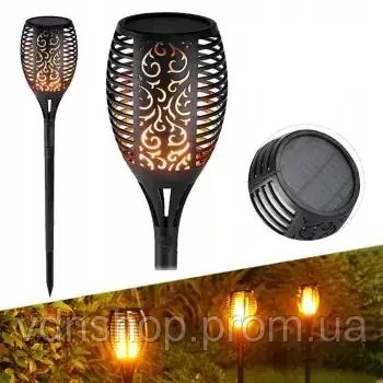 60 см Водонепроникний садовий ліхтар на сонячній батареї вуличний світлодіодний світильник на сонячній батареї з ефектом полум'я | Зображення 4