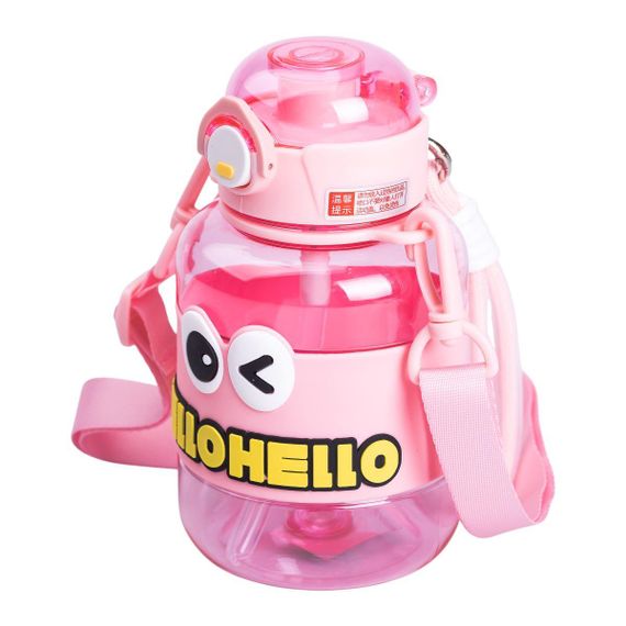 Бутылка для воды детская с трубочкой 680 мл с ручкой и ремешком Рожева HP-14-46P | Зображення 2