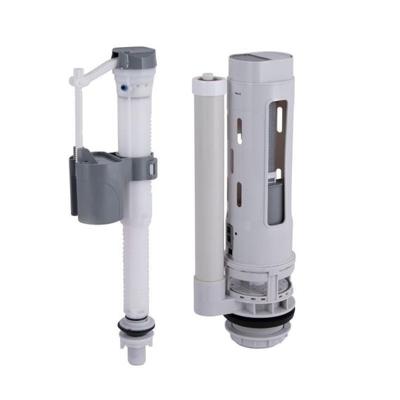 Qtap HY3 (Nando) комплект арматури для бачка унітаза з подвійною круглою кнопкою змиву 4,8 см і клапаном нижнього подавання води, 3/6L