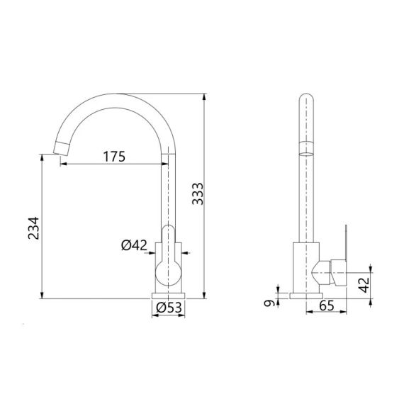 Змішувач для кухні U-образний Brinex Pure 015F U-образний  Chrome BRIPUR015FCRM | Зображення 1