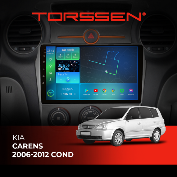 Штатна магнітола Torssen Kia Carens 2006-2012 cond F9432 4G Carplay DSP