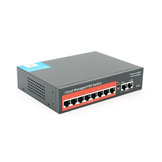 8-портовий керований PoE комутатор YOSO YO208G-120 з 8 портами POE 100Мбіт + 2 UP-Link 1000Мбіт, 52V/120W. APP-Amitres