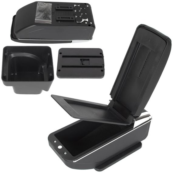 Ford Focus MK2 (04-11) підлокітник ЧОРНА ЕКО ШКІРА + монтажний комплект, Форд Фокус 2 | Зображення 1