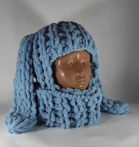 Балаклава з вушками зайчика Alize Puffy (ручна робота), колір 280 плюшева | Зображення 3