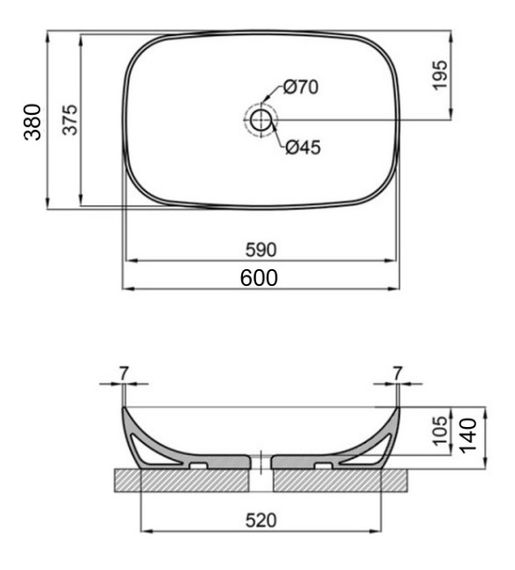 Раковина Qtap Cardinal 600х380х140 мм, White, овальна, без донного клапана QT04116257W | Зображення 1