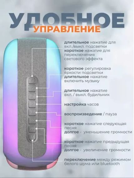 Беспроводная умная колонка ночник Улитка Conch Music Light 4 в 1 портативный RGB светильник с Bluetooth | Зображення 6