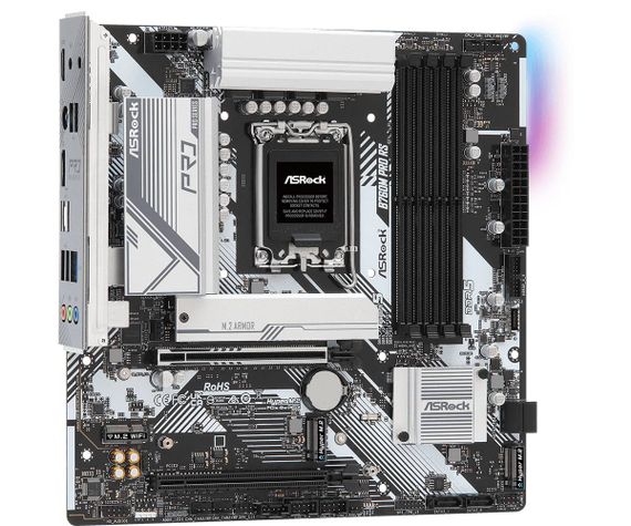 ASRock B760M PRO RS (1700/B760, 4*DDR5, 2xPCIex16, 4xSATAІІІ, 3xM.2, 2.5GLan, 7.1ch, mATX) | Зображення 1