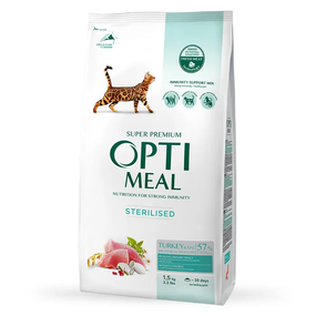 Сухий корм Optimeal Sterilised для дорослих стерилізованих котів, індичка та овес 1.5кг