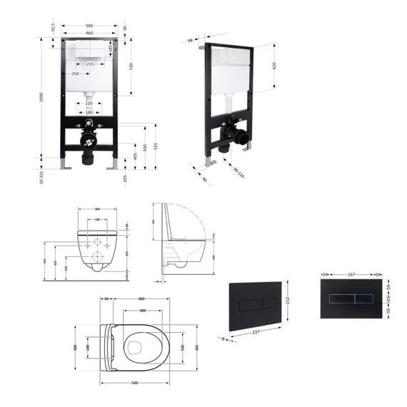 Готовое решение Qtap для ванной комнаты: подвесной унитаз Swan Rimless 520x360x320 + комплект инсталляции Standard (линейная | Зображення 1