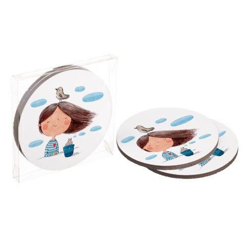 Підставки під гаряче Coaster Дівчинка з пташкою (корок) 10 см