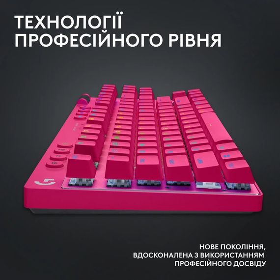 Клавіатура комп'ютерна бездротова Logitech G Pro X TKL Lightspeed Tactile Magenta L920-012159 | Зображення 6