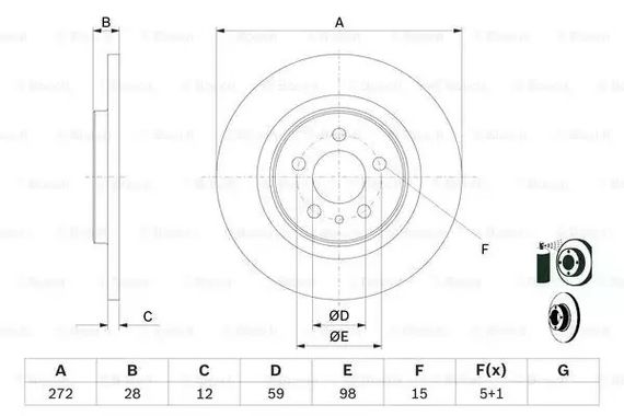 Диск гальмівний FIAT ULYSSE, LANCIA PHEDRA, BOSCH (0986479064) | Зображення 4