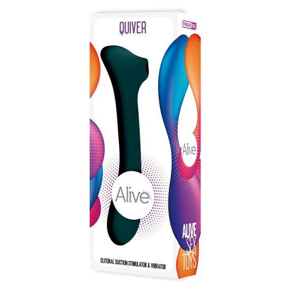 Вібратор та вакуумний кліторальний стимулятор 2-в-1 Alive Quiver Teal — максимальний комфорт та задоволення | Зображення 5