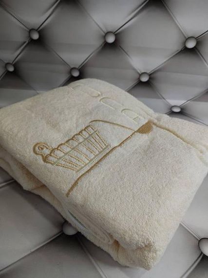 Набор в сауну мужской (полотенце-юбка, полотенце, тапочки) Suvari Krem Махра