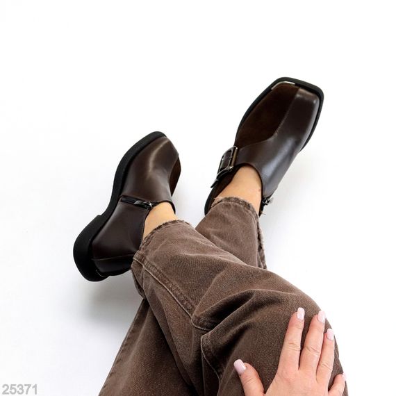 Дизайнерские шоколадные туфли натуральная кожа + замша квадратный носок | Зображення 3