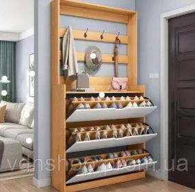 Вешалка с полкой для обуви STL-MD 75 / Полка для обуви в прихожую (Г24/Ш80/В220)