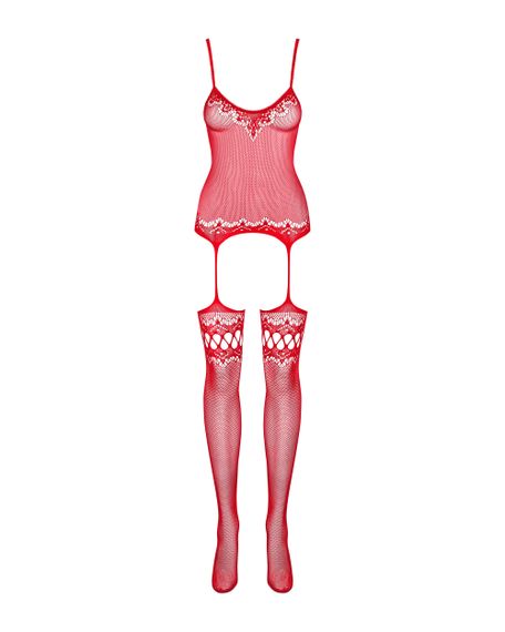 Бодістокінг - Obsessive F214 Bodystocking Red S/M/L | Зображення 2