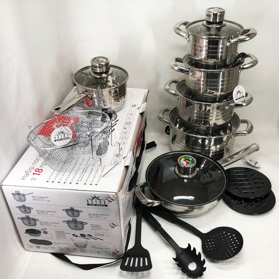 Набір посуду 18 предметів ASTRA A-2618, набір посуду для електричних плит, набори каструль | Зображення 3