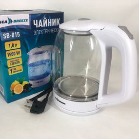 Электрочайник SeaBreeze SB-015 1.8 л, чайники с подсветкой, электронный чайник тихий электрический чайник