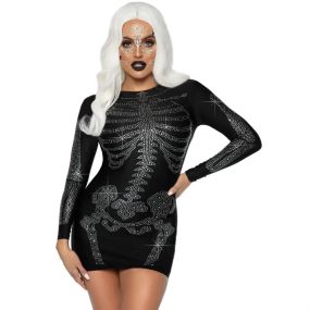 Мини платье со стразами Leg Avenue Rhinestone Skeleton з рукавами, S sexstyle