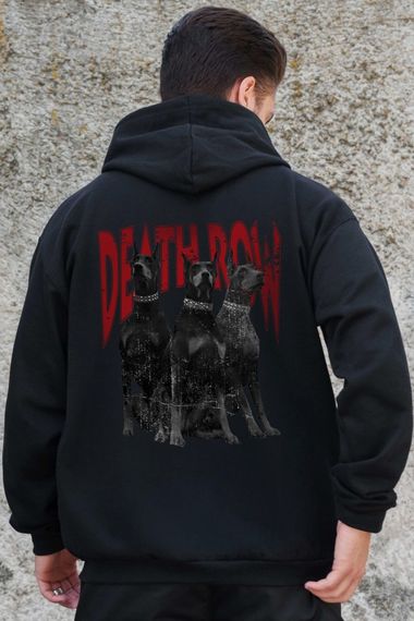 Утеплене зіп худі на флісі зіпер з принтом Deathrow Without Kane Black