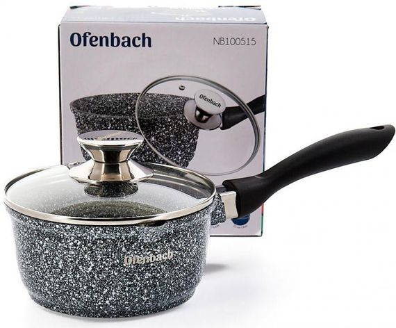 Ківш Ofenbach Snow Marble 1.35л індукційний з антипригарним покриттям та скляною кришкою | Зображення 4