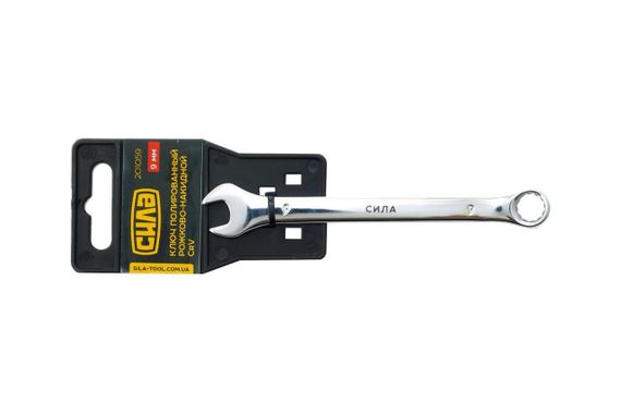 Ключ ріжково-накидний полірований CrV 9 мм СИЛА 2010591 | Зображення 1