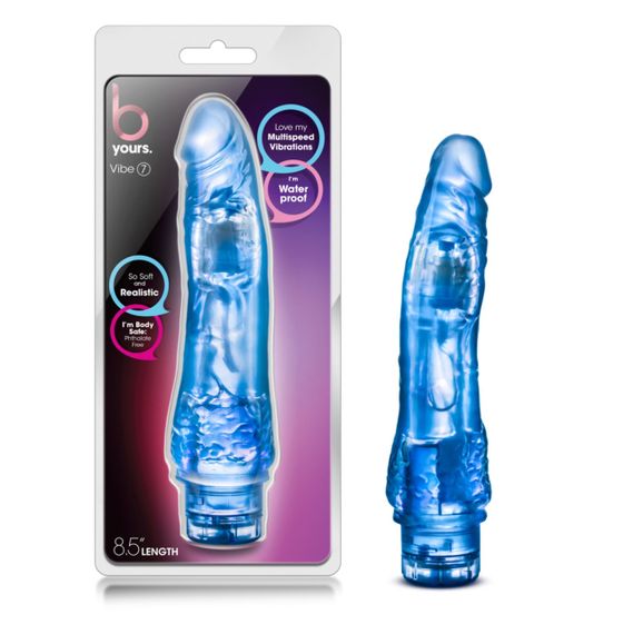 Вібратор гельовий багатошвидкісний Blush B-Yours на батарейках, синій Sex Aura