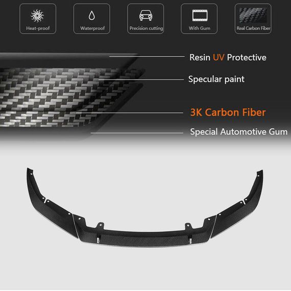 Накладка на передній бампер Lip V3 (для M5 F90 2020-2024, Карбон) для BMW 5 серія G30/31 рр | Зображення 4