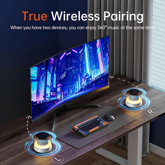 Портативна Bluetooth-колонка PRSCFUM DZ018 — бездротова, з LED RGB-підсвічуванням і подвійним з’єднанням | Зображення 4