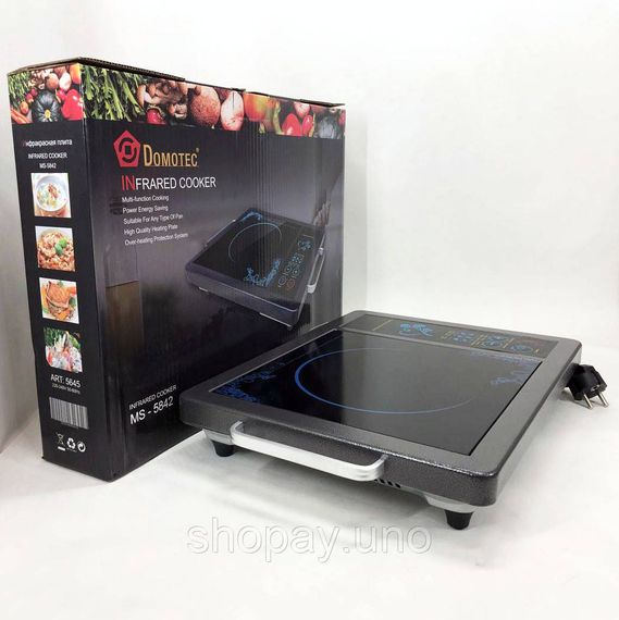 Домашняя электрическая плита Domotec MS-5842 2000Вт, Портативная плита для готовки QK-80 | Зображення 4