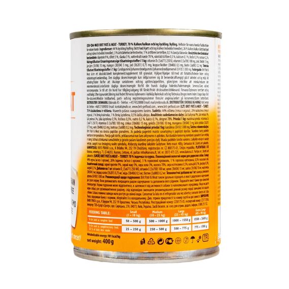 Корм вологий Brit Care Pate and Meat для дорослих собак з індичкою 400 г | Зображення 2